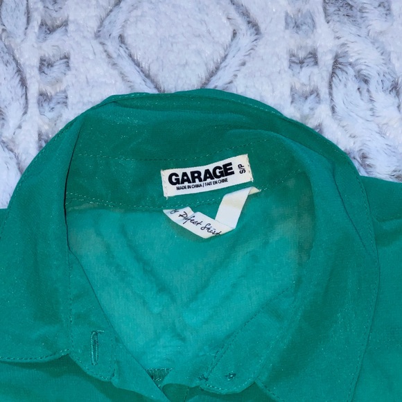Garage Green Chiffon Button Up - Picture 3 of 3